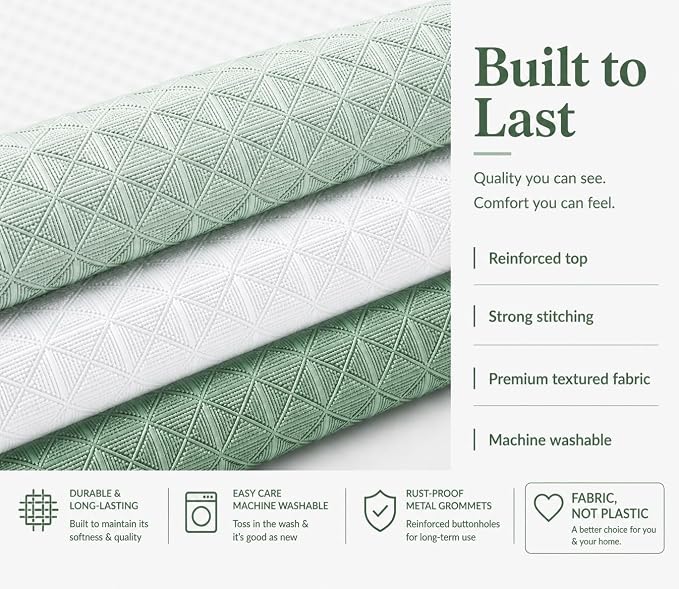Dainty Home | Spa Green Ombre Waffle Weave Shower Curtain - 70" x 72" - Water Resistant Polyester Blend Fabric Shower Curtain - The Best Gradient Design Washable Waffle Shower Curtain