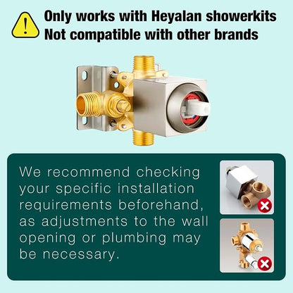 Heyalan 6 Inch Shower Faucet Set with Tub Spout and Valve,Brushed Nickel | 6-inch square rainfall head, tub spout with diverter, male-thread rough-in valve, single-handle control and wall-mount design