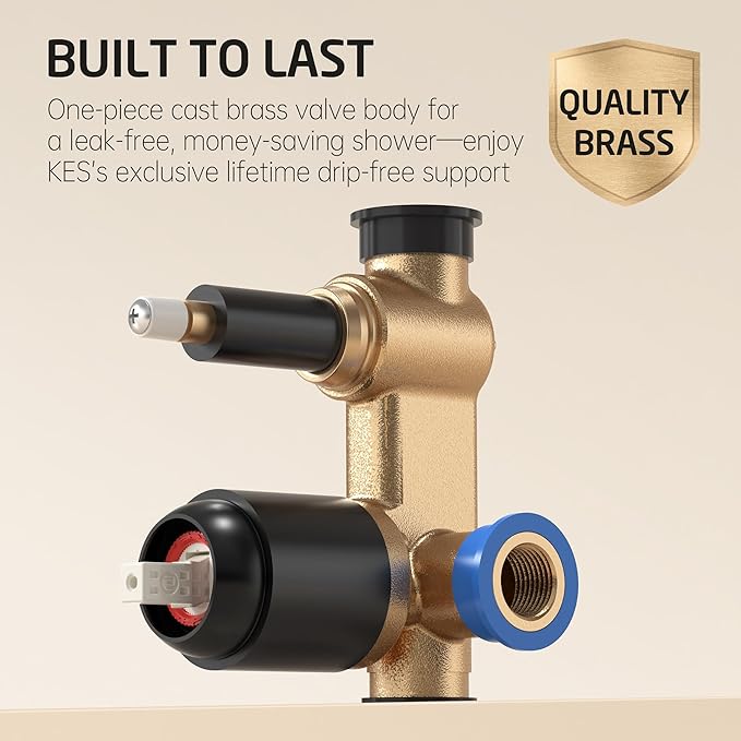 KES Shower Faucet, Shower Faucets Sets Complete 12 Inch Rain Shower Head with Handheld Spray, Pressure Balance Shower System (cUPC Certified Shower Valve Included), Matte Black, XB6230F18S12-BK