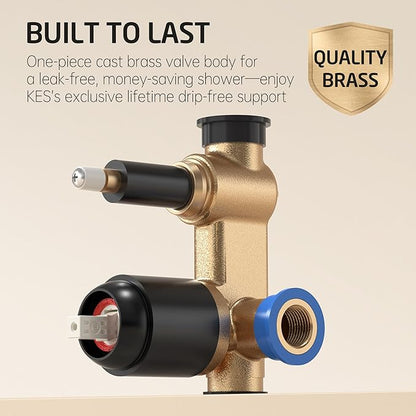 KES Shower Faucet, Shower Faucets Sets Complete 12 Inch Rain Shower Head with Handheld Spray, Pressure Balance Shower System (cUPC Certified Shower Valve Included), Matte Black, XB6230F18S12-BK
