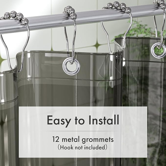 Shower Curtain Liner 72x72, Plastic Shower Liner PEVA Medium Weight Inside Shower Curtains for Bathroom with Rustproof Grommets, Clear Black