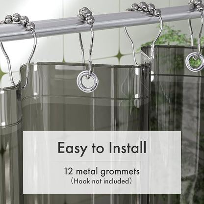 Shower Curtain Liner 72x72, Plastic Shower Liner PEVA Medium Weight Inside Shower Curtains for Bathroom with Rustproof Grommets, Clear Black
