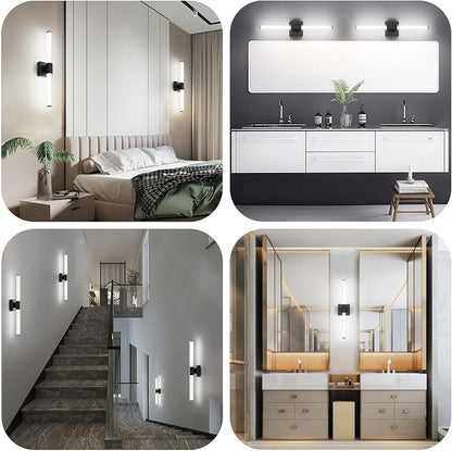 Ralbay 24inch Black Bathroom Vanity Light Bar 22W Modern LED Vanity Lights Matte Black Bathroom Wall Mounted Light Fixtures Over Mirror(5500K White Light)
