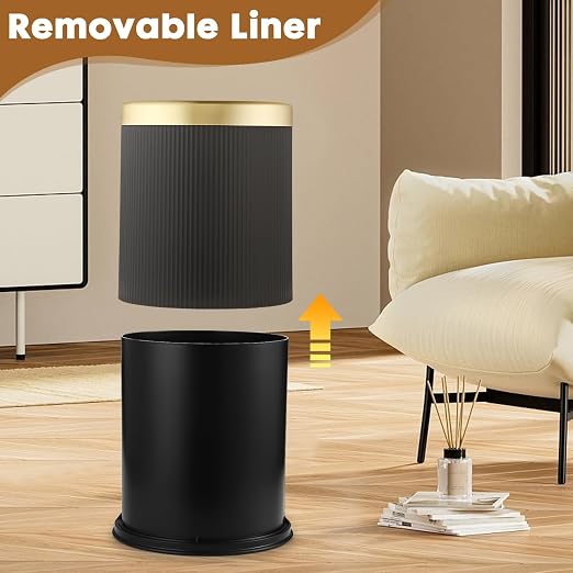 Automatic Bathroom Trash Can with Lid,Small Wastebasket Gold Black | 2.8 Gallon Motion Sensor Trash can,Touchless Diaper Trash Bin,Smart Mini Garbage Can for Bathroom, Kitche,Bedroom,Dorm