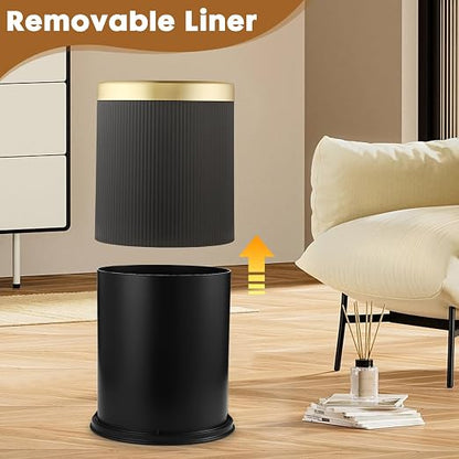 Automatic Bathroom Trash Can with Lid,Small Wastebasket Gold Black | 2.8 Gallon Motion Sensor Trash can,Touchless Diaper Trash Bin,Smart Mini Garbage Can for Bathroom, Kitche,Bedroom,Dorm
