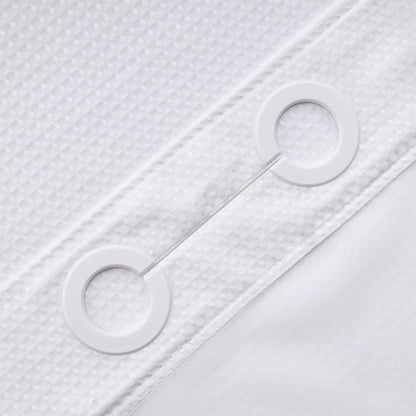 RiverDream Heavyweight Waffle No Hook Shower Curtain with Liner,White,71x86 | Dotted Waffle,Snap-in Liner,Heavy Duty,Quick Dry,Mesh Top Window,With Bottom Magnets,Hotel-Grade,Washable,Extra Long Size