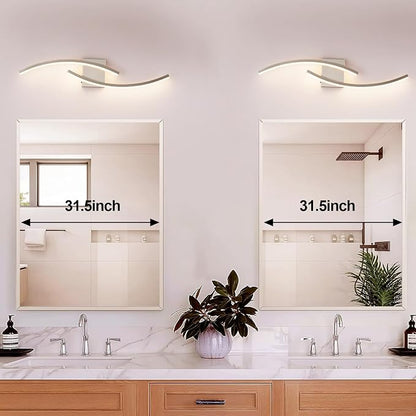 31.5 inch Modern Bathroom Vanity Light Brushed Nickel Lights Fixtures Dimmable 5CCT Led Bathroom Light Fixture Over Mirror Modern Wall lamp for Cabinet Hallway