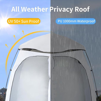 EighteenTek® Upgraded Shower Tents with Hub, Pop Up Privacy Tent Camping 2-Room Privacy Shelter with Floor & Dual Doors, Portable Easy-Setup Toilet & Changing Tent, 83" x 47" x 77.6"H