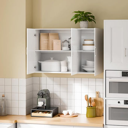 SoBuy Bathroom Wall Cabinet, Large 3-Door, 23.6 x 11.8 x 35.4 in, White | Adjustable Shelf Floating Wall Storage Cabinet, Multi-Scene Bathroom Cabinet For Laundry, Kitchen & Garage, FRG231-L-W