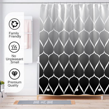 Black Shower Curtain Liner, 4G PEVA Shower Liner, Plastic Peva Waterproof Shower Curtains, 72x72 inch with Grommet Holes 3 Magnetic Weights