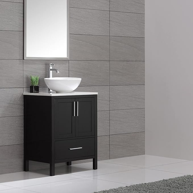Kraus KCV-141-CH White Round Ceramic Sink with Pop Up Drain, Chrome