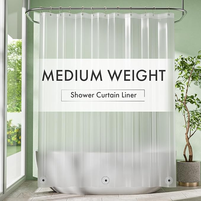 Frosted Shower Curtain Liner, 72x78 Plastic Shower Liner PEVA Medium Weight Inside Shower Curtain for Bathroom with Rustproof Grommets