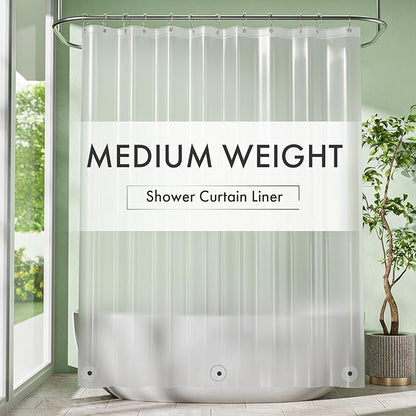 Frosted Shower Curtain Liner, 72x78 Plastic Shower Liner PEVA Medium Weight Inside Shower Curtain for Bathroom with Rustproof Grommets