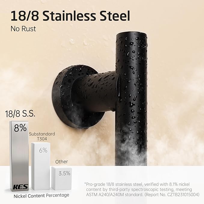 KES Adjustable Shower Head Holder with Slide Bar Combo, Handheld Shower Head with Hose 5-Function Handheld Shower Kit with Handheld Set Matte Black, F204-BK-C1