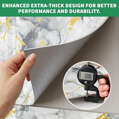 10pcs Marble Peel and Stick Backsplash Wall Tiles, Waterproof Shower Wall Panels, 11.8"x11.8" Peel and Stick Tile for Home Bathroom, Kitchen, Washroom, Living Room, Blue and Gold (Not Real Tile)