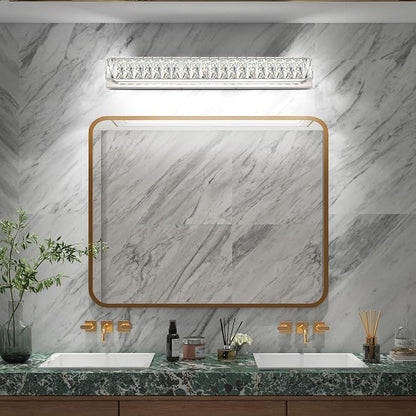 Modern Bathroom Light Fixtures Over Mirror 30 inch Crystal Chrome LED Vanity Light Bar White Light 6000K (7500-760mm)