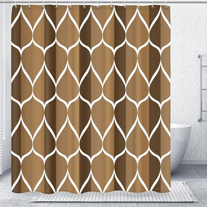 Gelbchu Geometric Shower Curtain for Bathroom, Brown, 72x72 | with Hooks, Premium Polyester, Quick Dry, Water Repellent, Machine Washable, Rustproof Grommets, Modern Minimalist