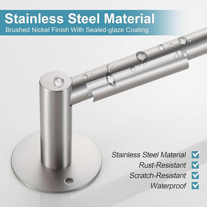 Towel Racks for Bathroom 4 Pieces,Brushed Nickel Stainless Steel Bathroom Accessories Set Wall Mounted Included 24 Inches Towel bar,Towel Holder,Toilet Paper Holder,Robe Hook