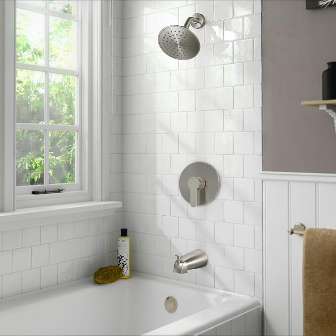 Tub Shower Faucet Set with Valve, WRISIN Shower Faucets Sets Complete Brushed Nickel with 6 Inch High-Pressure Rian Showerhead