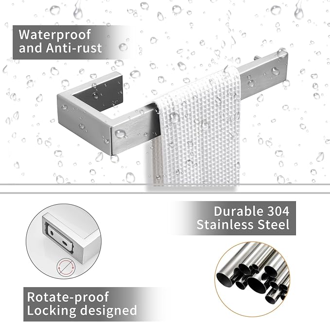 Fapully 8 Piece Bathroom Accessories Bathroom Hardware Set Brushed Nickel | Towel Bar Set for Bathroom Wall,Stainless Steel
