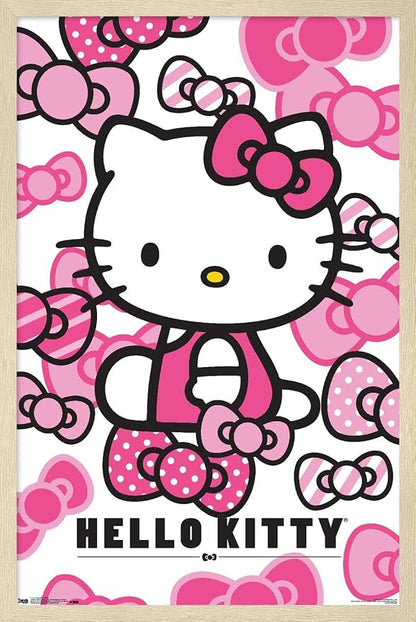 Hello Kitty: 16 Core - Bows Wall Poster, 34L" x 22.4W", Blonde Framed Version
