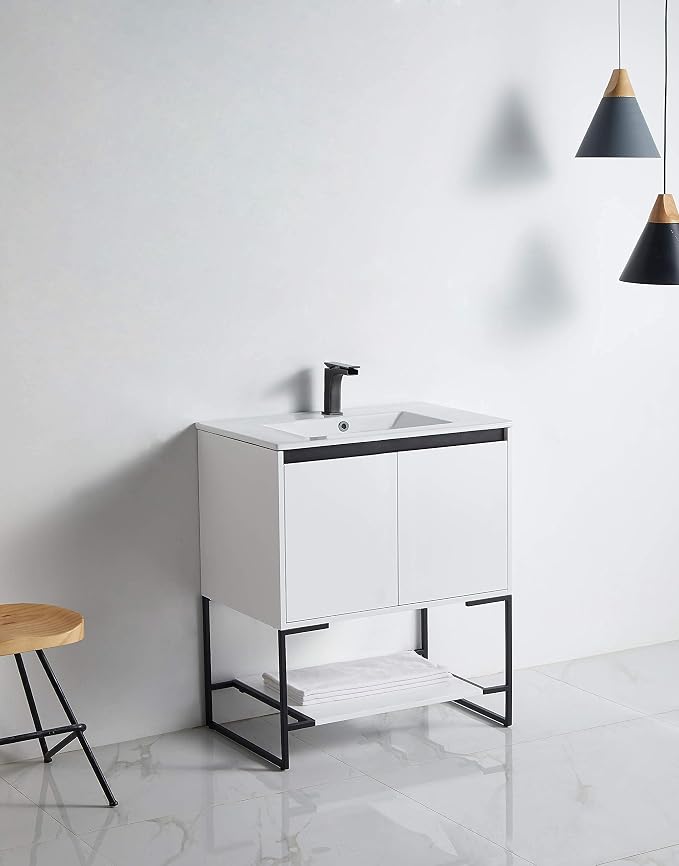 30 Inch Bathroom Vanity with Sink - Modern Knob Free Design, Elegant Space-Saving Solution for Your Bathroom - Durable, Bathroom Vanities for a Contemporary Look - Urbania Collection