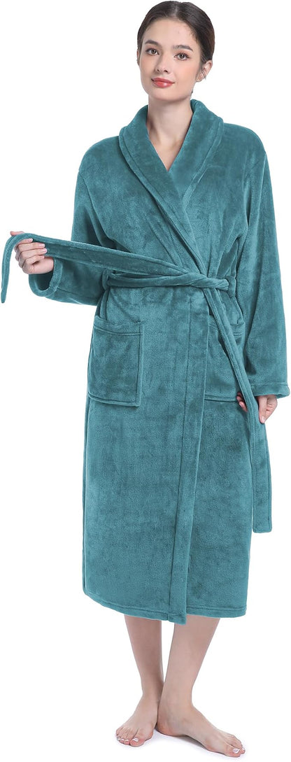 Fluffy Soft Robes for Women, Warm Fleece Womens Robe, Cozy Bathrobe | Plush Bathrobe for Women, Long Fuzzy Lightweight Bath Robe with Pockets for Shower Spa Hotel House Pool
