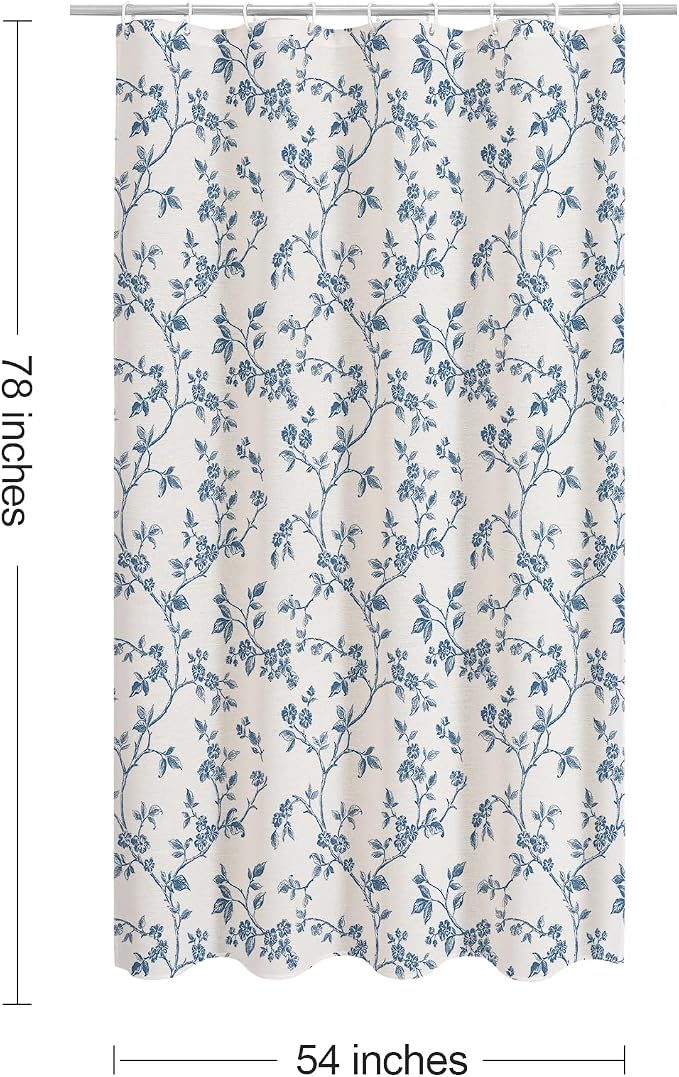 MitoVilla Small Stall Cotton Floral Shower Curtain for Bathroom,54 x 78 | Long BoHo Cottagecore Spring Shower Curtains, Modern Farmhouse Country Plant Leaves Bathroom Décor, 54 x 78