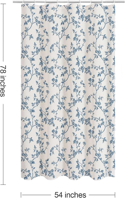 MitoVilla Small Stall Cotton Floral Shower Curtain for Bathroom,54 x 78 | Long BoHo Cottagecore Spring Shower Curtains, Modern Farmhouse Country Plant Leaves Bathroom Décor, 54 x 78