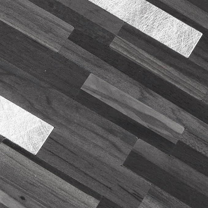 Yipscazo Peel and Stick Backsplash Tiles, PVC Wall Tiles Stick on Backsplash for Kitchen, Bathroom (20 Packs, Black Wood)