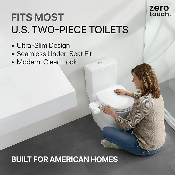 Bidet Attachment for Toilet – Dual Nozzle Front & Rear Wash, Self-Cleaning, Adjustable Water Pressure Dial, Non-Electric, Ultra-Slim, Fits Round & Elongated Toilets, Easy 8-Min Install | by ZeroTouch