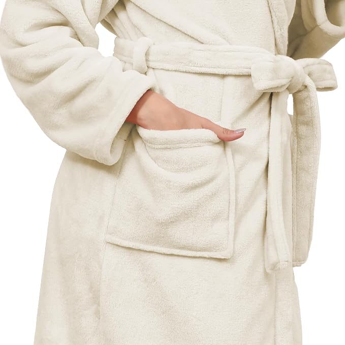 Fluffy Soft Robes for Women, Warm Fleece Womens Robe, Cozy Bathrobe | Plush Bathrobe for Women, Long Fuzzy Lightweight Bath Robe with Pockets for Shower Spa Hotel House Pool