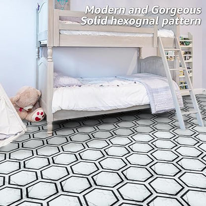 Art3d 10-Pack Hexagon Peel and Stick Flooring Tile Marble Look, Self Adhesive Waterproof Vinyl Floor Tile for Living Room, Kitchen, Bathroom, Bedroom, 11.8" x 10.2" White Marble