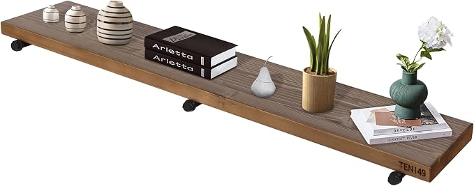 TEN49 Real Wood Rustic Floating Shelves Wall - 60 Wide Small Wooden Industrial Pipe Shelving 1.8 Thick - Farmhouse Pipe Wall Shelves Furniture Bathroom Decor Art Shelf - Dark Espresso Color - Set of 1