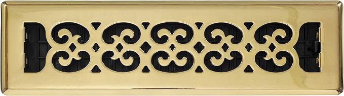 Decor Grates SPH212 Floor Register, 2x12, Polished Brass Finish