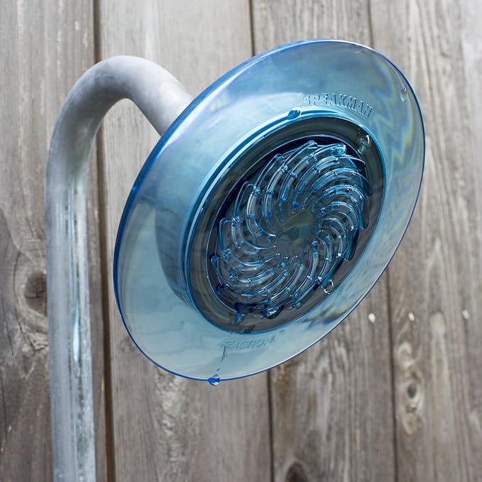 Speakman S-4000-E15 Reaction Fixed Low-Flow Shower Head for Stylish Bathroom Dcor, 1.5 GPM, Clear Dusk Blue