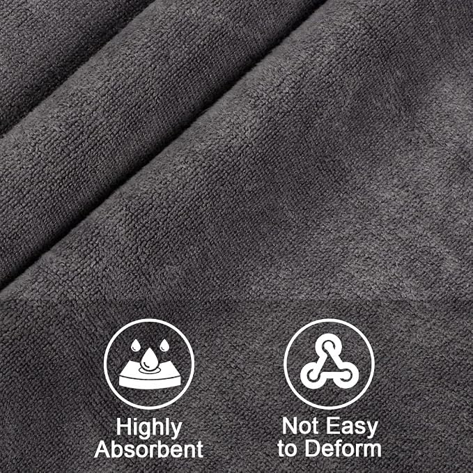 Orighty Bath Towels, Soft Feel Bath Towel, 4 Pack (27'' x 54'') | Highly Absorbent, Quick Drying Microfiber Towels for Body, Sport, Yoga, SPA, Fitness, Bathroom - Dark Grey
