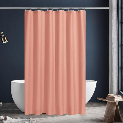 N&Y HOME Fabric Shower Curtain or Liner with Magnets, Coral | Hotel Quality, Washable, Water Repellent, Cloth Shower Curtain with Grommets for Bathroom, Standard Size