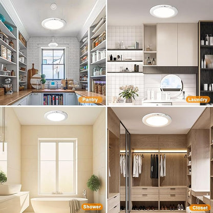 Rechargeable Motion Sensor Ceiling Light with 5 Colors and Remote, Battery Operated LED Shower Light, Magnetic Wireless Closet Light for Bathroom Hallway
