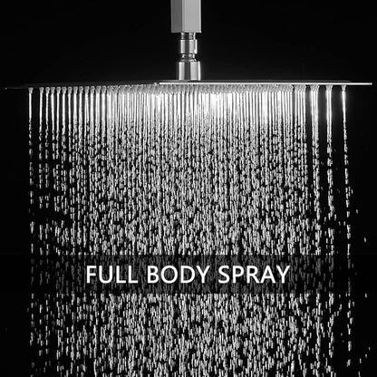 Brushed Nickel Shower System Bathroom 12 Inch Rain Shower Head Ceiling Mount with Handheld Luxury High Pressure Shower Combo Set Shower Faucet Rough-in Valve Body and Trim Kit