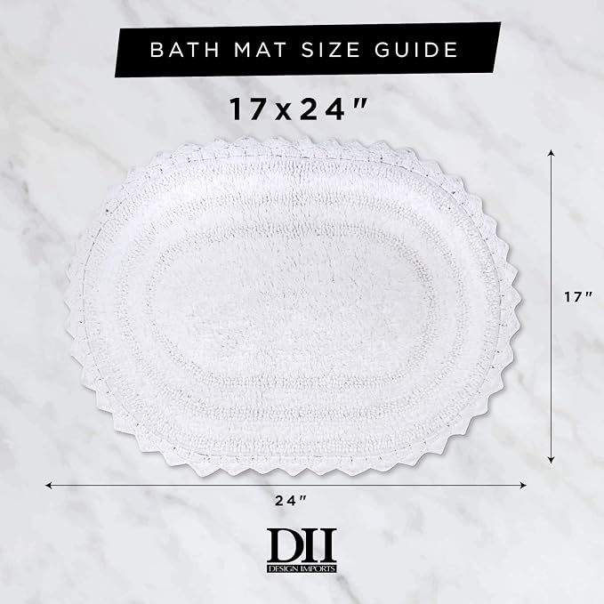 DII Crochet Collection Reversible Bath Mat, Small Oval, 17x24, Mauve