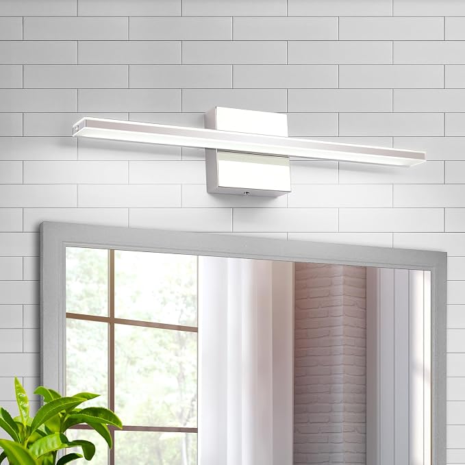 LED Vanity Light Bar 20 Inch Bathroom Light Fixtures 12W Over Mirror Lighting Chrome Vanity Lights Fixtures Modern Bathrooms Lamps Acrylic Bath Wall Light Fixtures