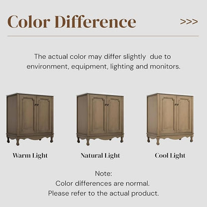 Merax 30" Vintage Bathroom Vanity with Sink, Bathroom Storage Vanity Cabinet with 2 Doors & Rubber Wood Legs & Adjustable Shelves & Antique Handles, Soft-Close Hinges, Antique Brown