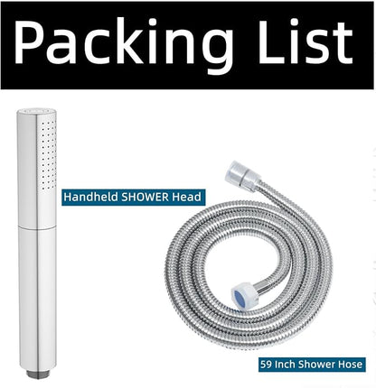 AYIVG Chrome Finish Round Brass 2 In 1 Function High Pressure Handheld Shower Head Sprayer Hand Shower Wand with 59 Inch Hose For Bathroom Shower System