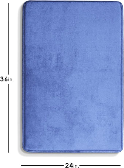 Clara Clark Bathroom Rugs, Velvet Memory Foam Bath Mat, Non-Slip Bath Rugs, Machine Wash, Dries Quickly, Ultra Soft Plush Bath Mats for Bathroom, 24 x 36, Calm Blue