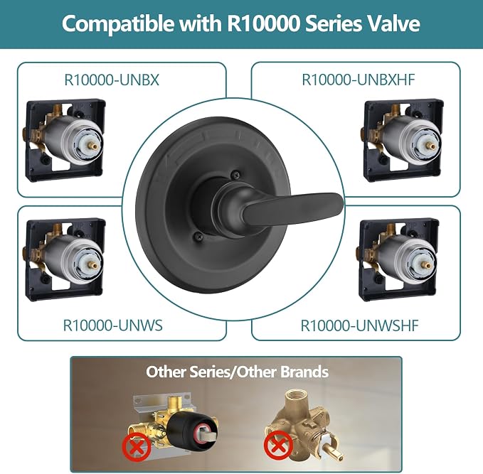 Shower Trim Kit Compatible with 1300/1400 Series, 1 Handle, Long Sleeve (Valve& Catridge Not Inclued), Matte Black