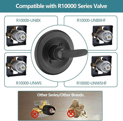 Shower Trim Kit Compatible with 1300/1400 Series, 1 Handle, Long Sleeve (Valve& Catridge Not Inclued), Matte Black