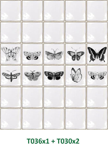 Alwayspon Vinyl Sticker Peel and Stick, Self-Adhesive Wall Tile Transfers Backsplash Sticker Decal for Kitchen Bathroom, 6x6inch/15x15cm 30Pcs, Butterfly T036