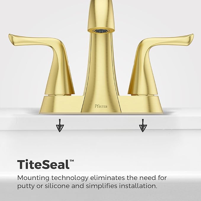 Pfister Willa Bathroom Sink Faucet, 4-Inch Centerset, 2-Handle, 3-Hole, NSF Certified, Brushed Gold Finish, LF048MALBG