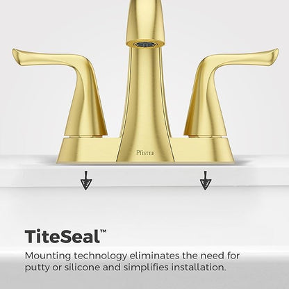 Pfister Willa Bathroom Sink Faucet, 4-Inch Centerset, 2-Handle, 3-Hole, NSF Certified, Brushed Gold Finish, LF048MALBG